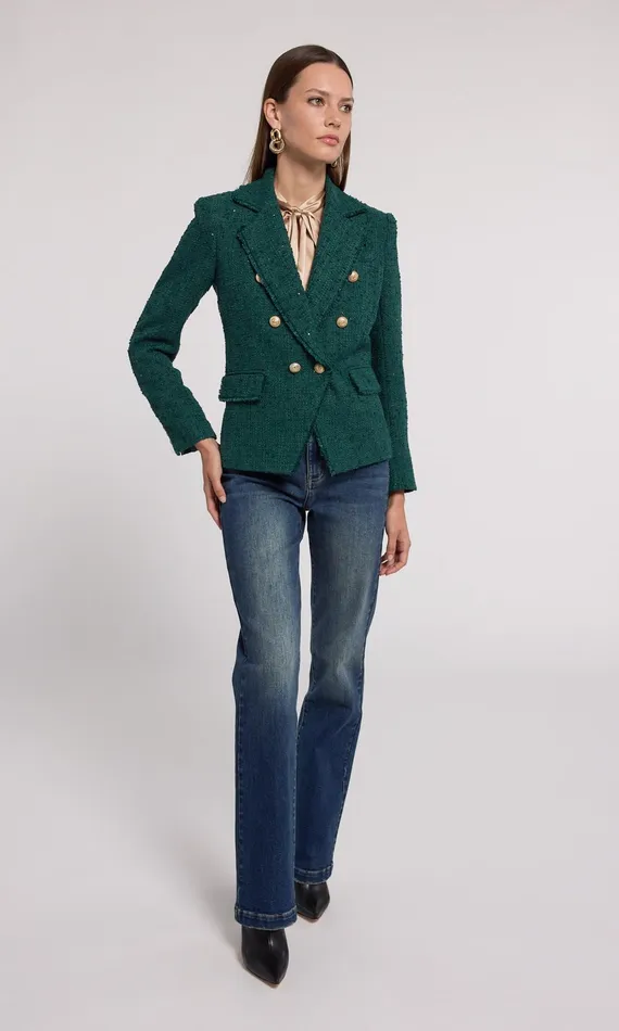 Generation Love Clothing Blazers and Jackets Eliza Tweed Blazer Forest 8211 Women