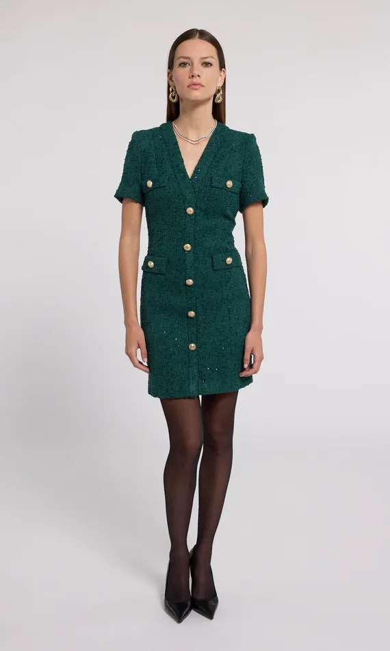 Generation Love Clothing Dresses Anne Tweed Dress Forest 8211 Women