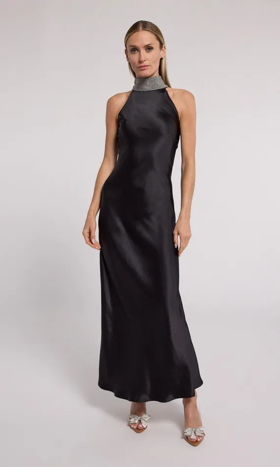 Generation Love Clothing Dresses Riella Crystal Halter Maxi Dress Blackclear 8211 Women