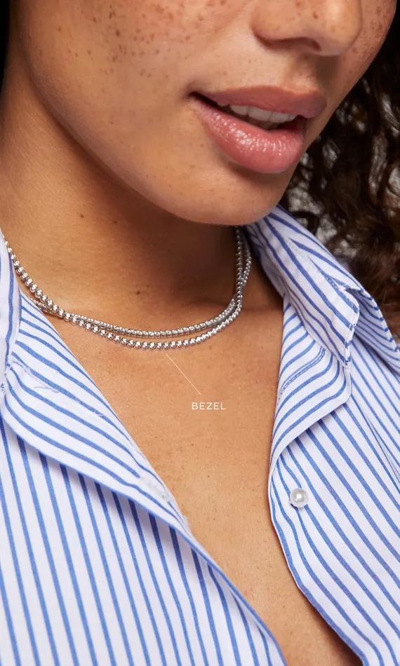 Generation Love Clothing Fine Jewelry Tresor Bezel Tennis Necklace 354 Carats White Gold 8211 Women