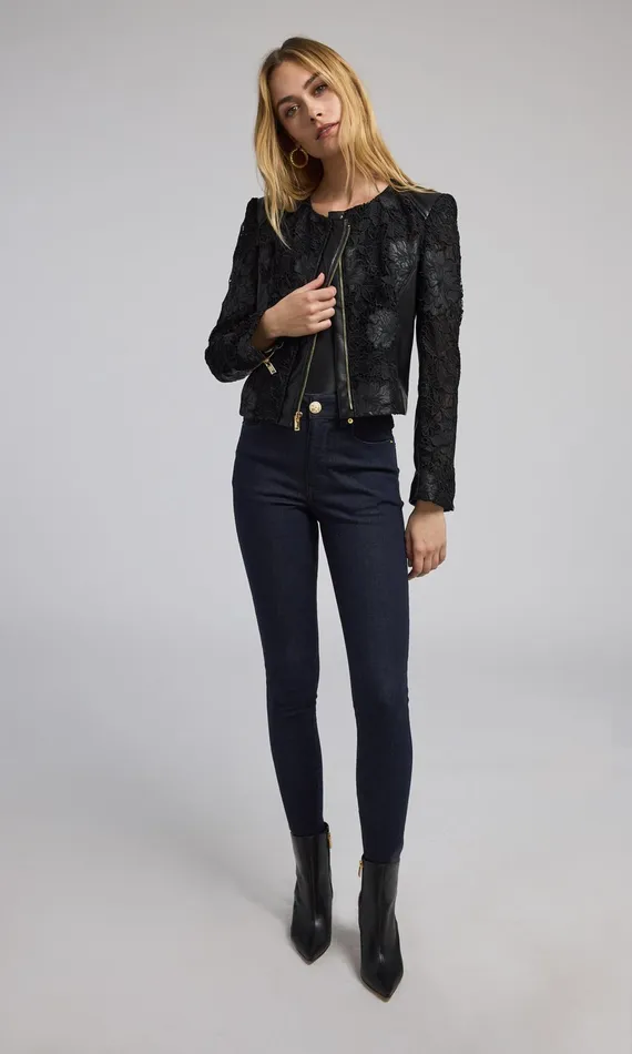 Generation Love Clothing Outerwear Dalma Vegan Leather Guipure Jacket Black 8211 Women
