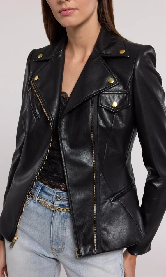 Generation Love Clothing Outerwear Selah Vegan Leather Moto Jacket Black 8211 Women