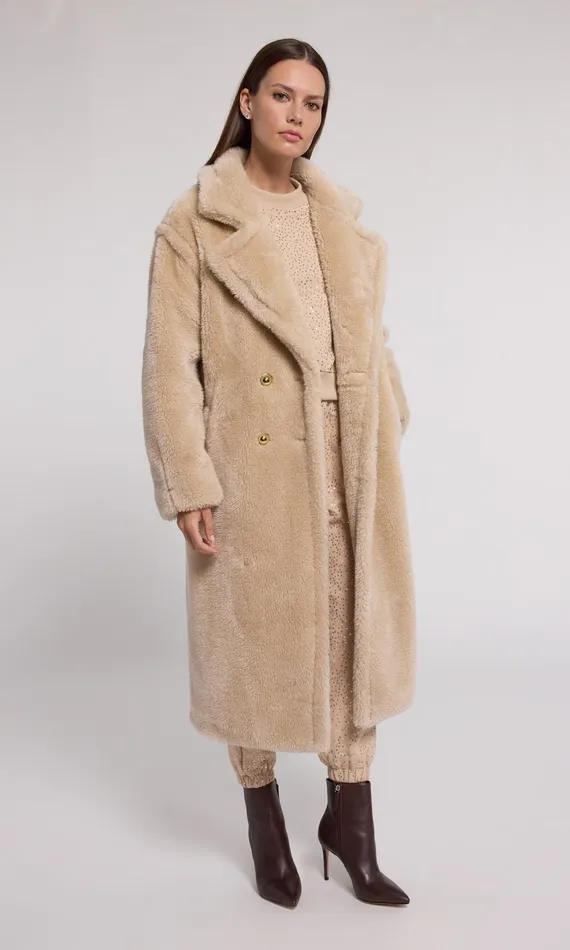 Generation Love Clothing Outerwear Terry Faux Lamb Fur Coat Truffle 8211 Women