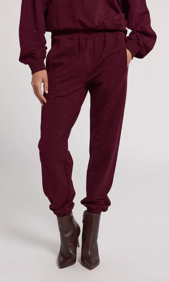 Generation Love Clothing Pants Ruel Compact Crystal Sweatpants Black Cherry 8211 Women