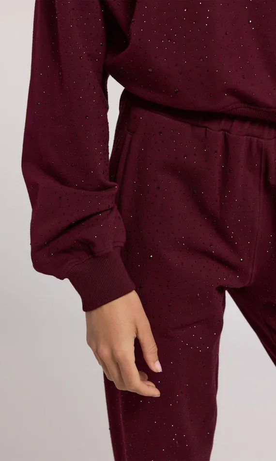 Generation Love Clothing Pants Ruel Compact Crystal Sweatpants Black Cherry 8211 Women