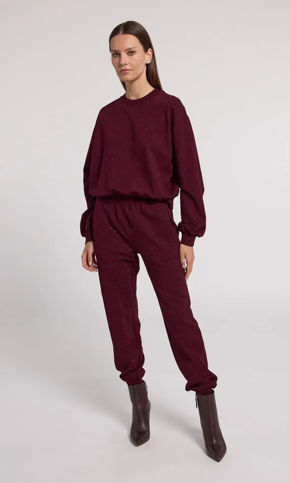 Generation Love Clothing Pants Ruel Compact Crystal Sweatpants Black Cherry 8211 Women