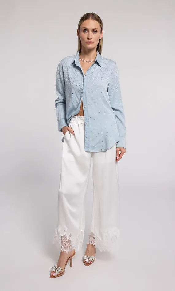 Generation Love Clothing Tops Marcello Crystal Denim Shirt Light Blueclear 8211 Women