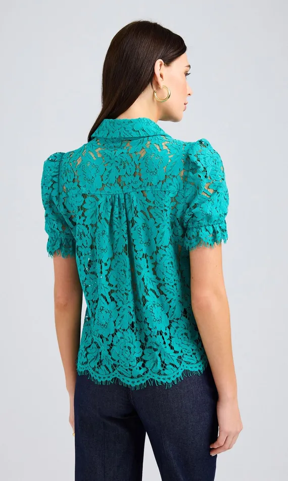 Generation Love Clothing Tops Mina Lace Shirt Topaz 8211 Women