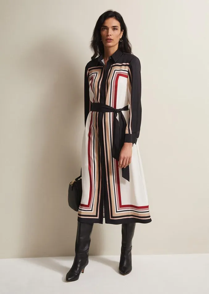 Geri Striped Shirt Midi Dress Blackmulti Women Phase Eight Dresses