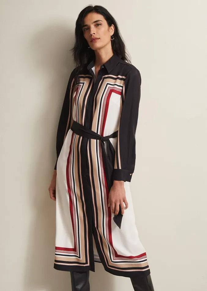 Geri Striped Shirt Midi Dress Blackmulti Women Phase Eight Dresses