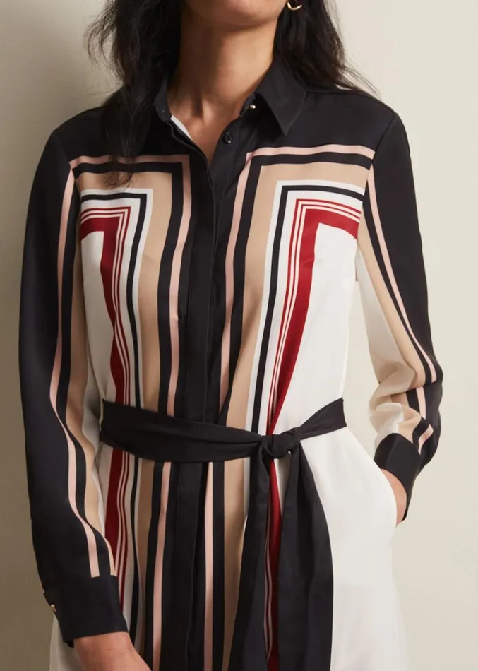 Geri Striped Shirt Midi Dress Blackmulti Women Phase Eight Dresses