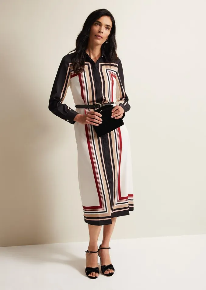 Geri Striped Shirt Midi Dress Blackmulti Women Phase Eight Dresses