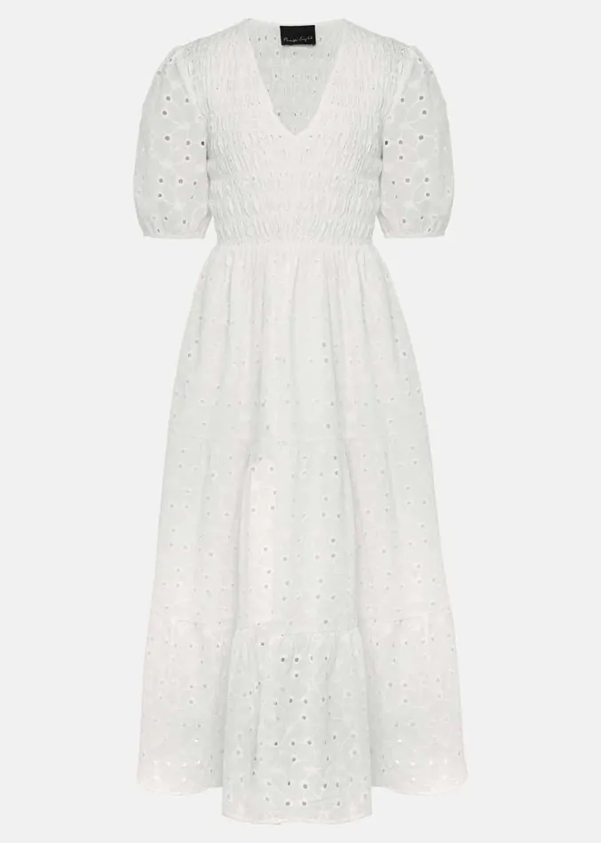Gretta Broderie Midi Dress White Women Phase Eight Dresses