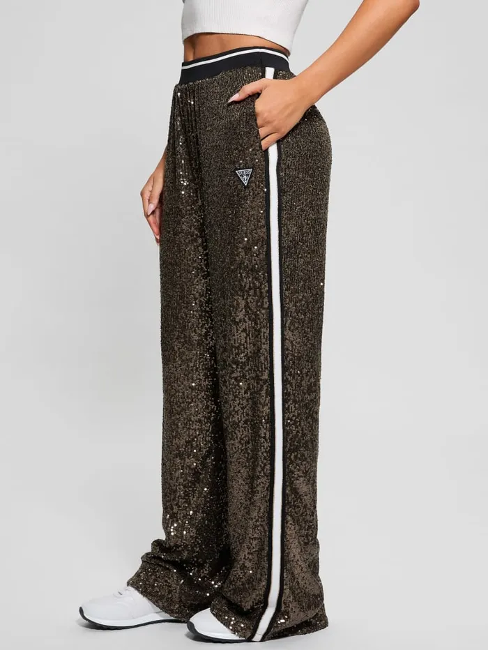 GUESS Activewear Mini Sequins Long Straight Pants Green 8211 Women