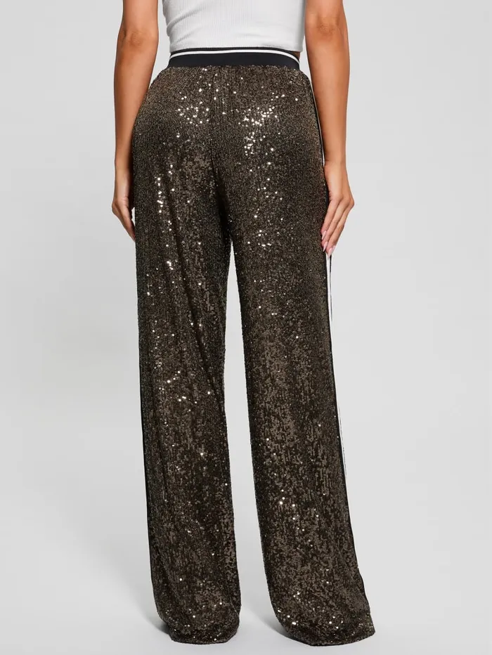 GUESS Activewear Mini Sequins Long Straight Pants Green 8211 Women