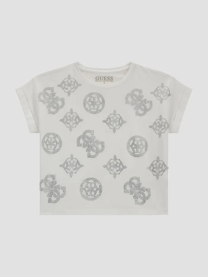 GUESS Big Girl 7 14 Eco Rhinestone Tee 714 White 8211 Kids