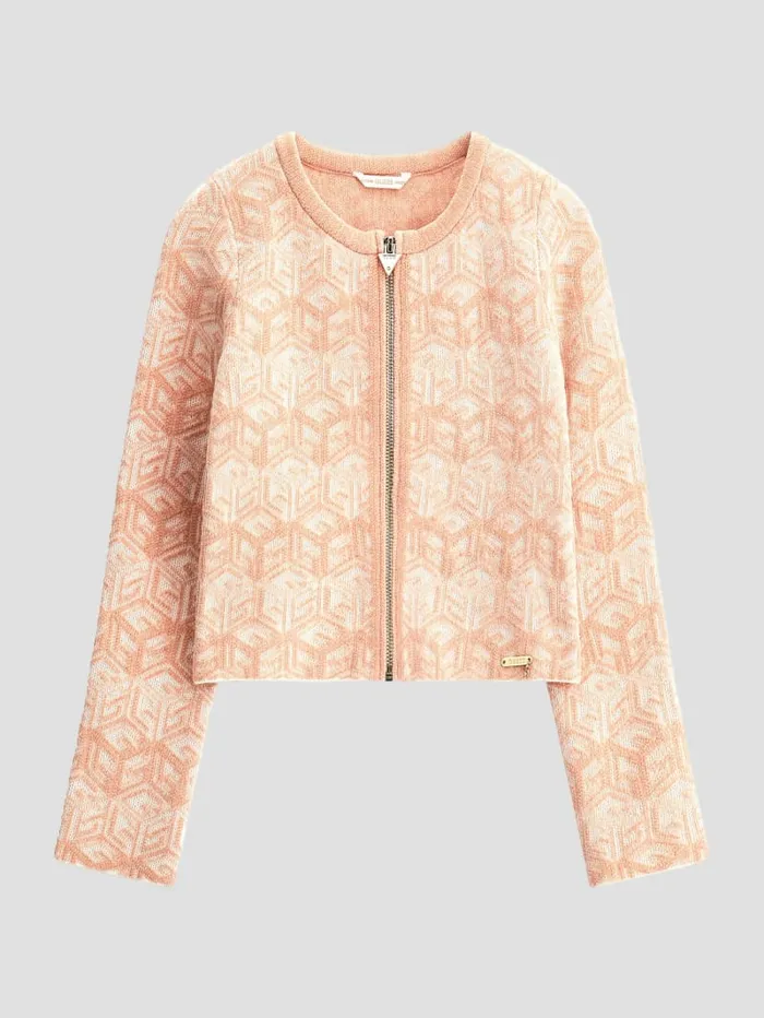 GUESS Big Girl 7 14 GCube Knit Zip Cardigan 716 Pink 8211 Kids