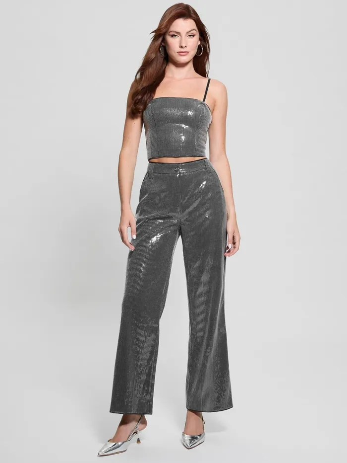GUESS Bottoms Cassia Sequin Pants Grey 8211 Women