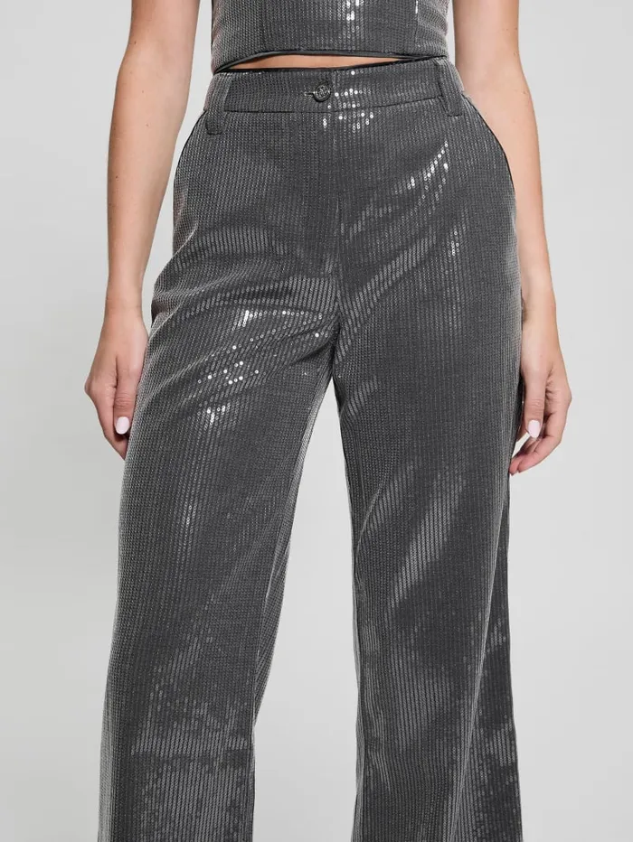 GUESS Bottoms Cassia Sequin Pants Grey 8211 Women