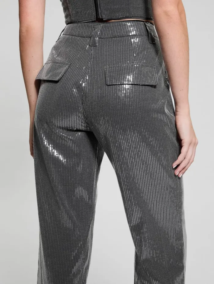 GUESS Bottoms Cassia Sequin Pants Grey 8211 Women