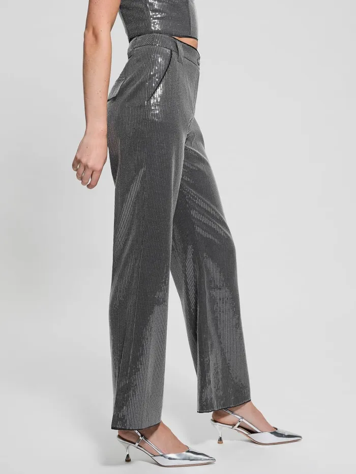 GUESS Bottoms Cassia Sequin Pants Grey 8211 Women