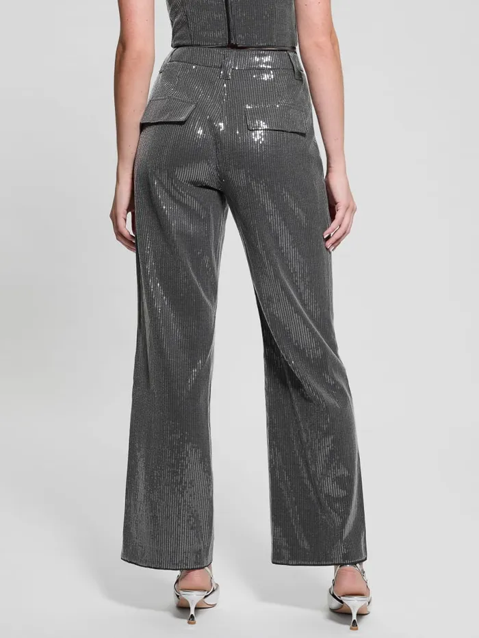GUESS Bottoms Cassia Sequin Pants Grey 8211 Women
