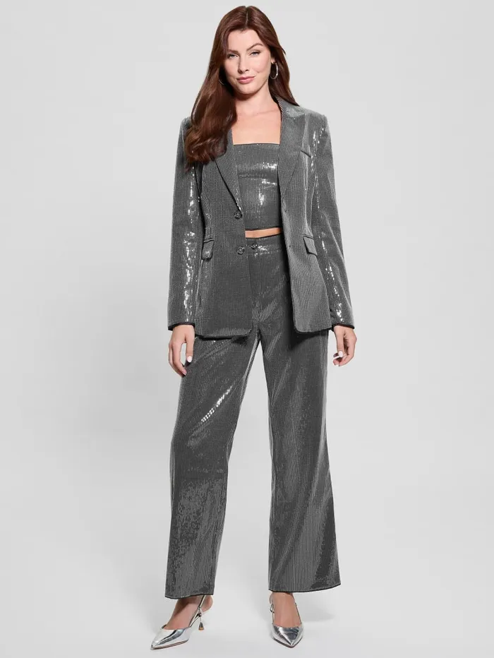 GUESS Bottoms Cassia Sequin Pants Grey 8211 Women