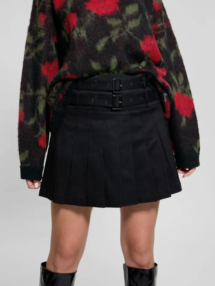 GUESS Bottoms Eco Reeva Belted Pleated Skort Black 8211 Women