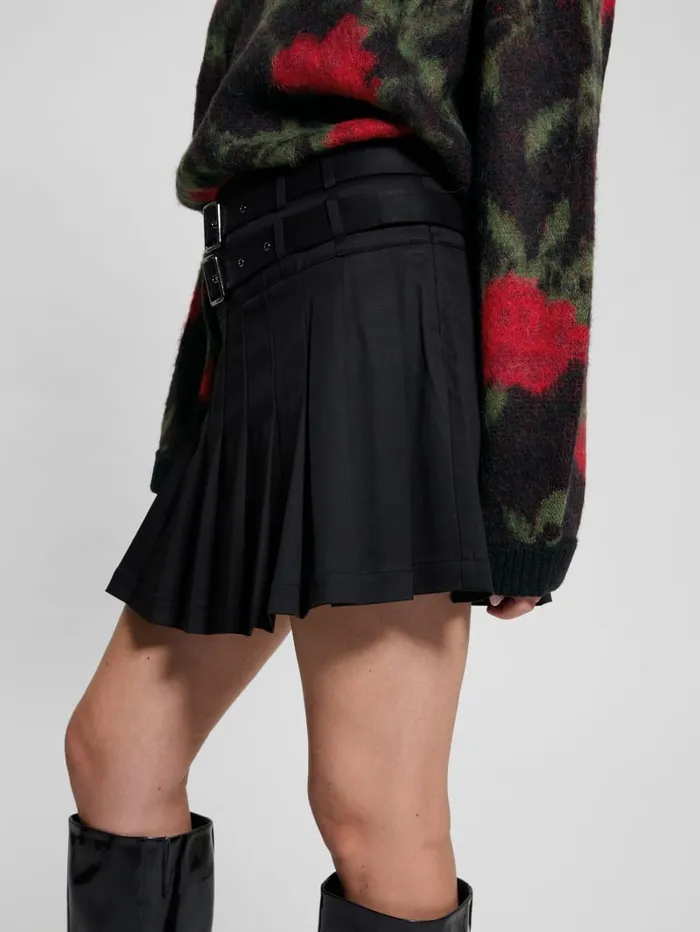 GUESS Bottoms Eco Reeva Belted Pleated Skort Black 8211 Women