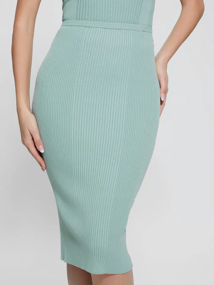 GUESS Bottoms Eco Sahara Rib Sweater Skirt Green 8211 Women