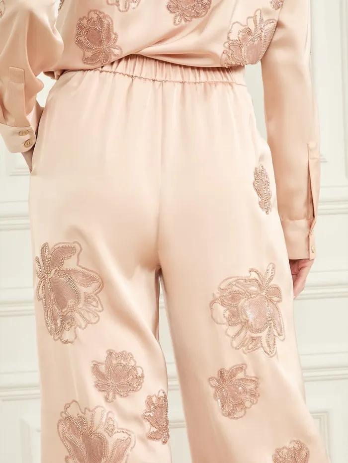 GUESS Bottoms Gwen Embroidered Flower Pant Grey 8211 Women