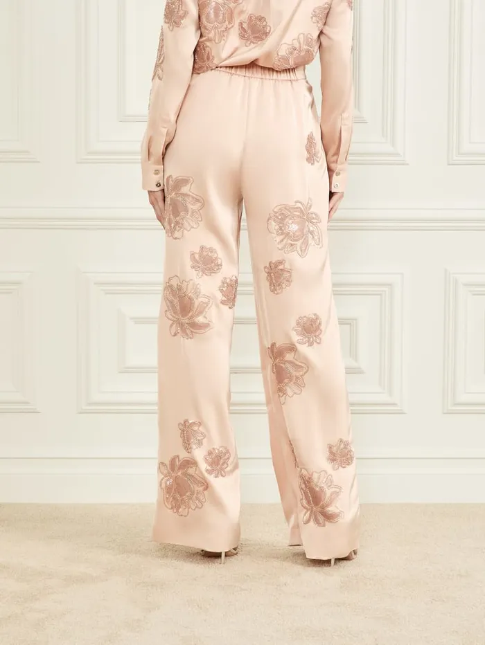 GUESS Bottoms Gwen Embroidered Flower Pant Grey 8211 Women