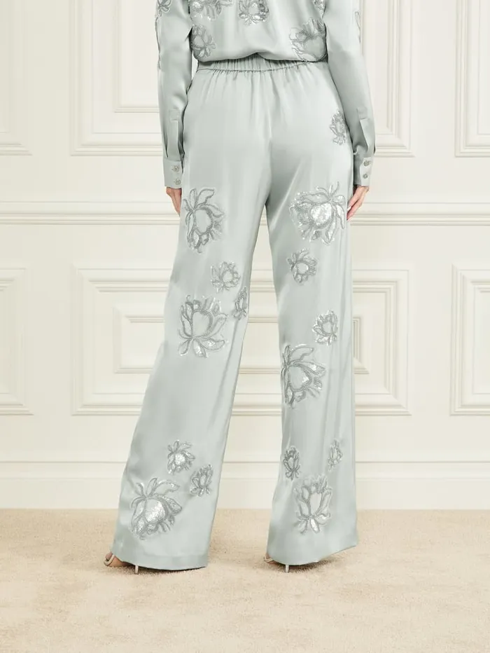 GUESS Bottoms Gwen Embroidered Flower Pant Grey 8211 Women