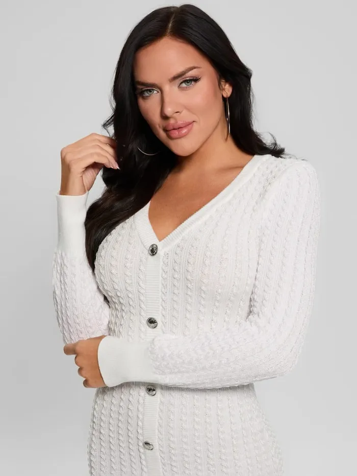 GUESS Dresses and Jumpsuits Josie Button Sweater Dress Beige 8211 Women