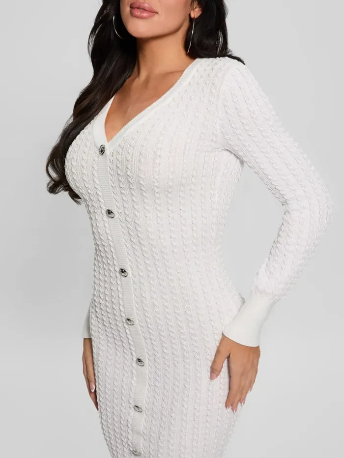 GUESS Dresses and Jumpsuits Josie Button Sweater Dress Beige 8211 Women