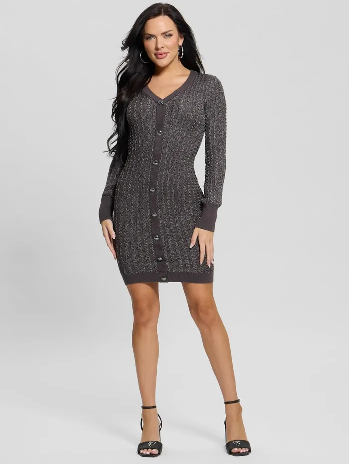 GUESS Dresses and Jumpsuits Josie Button Sweater Dress Beige 8211 Women