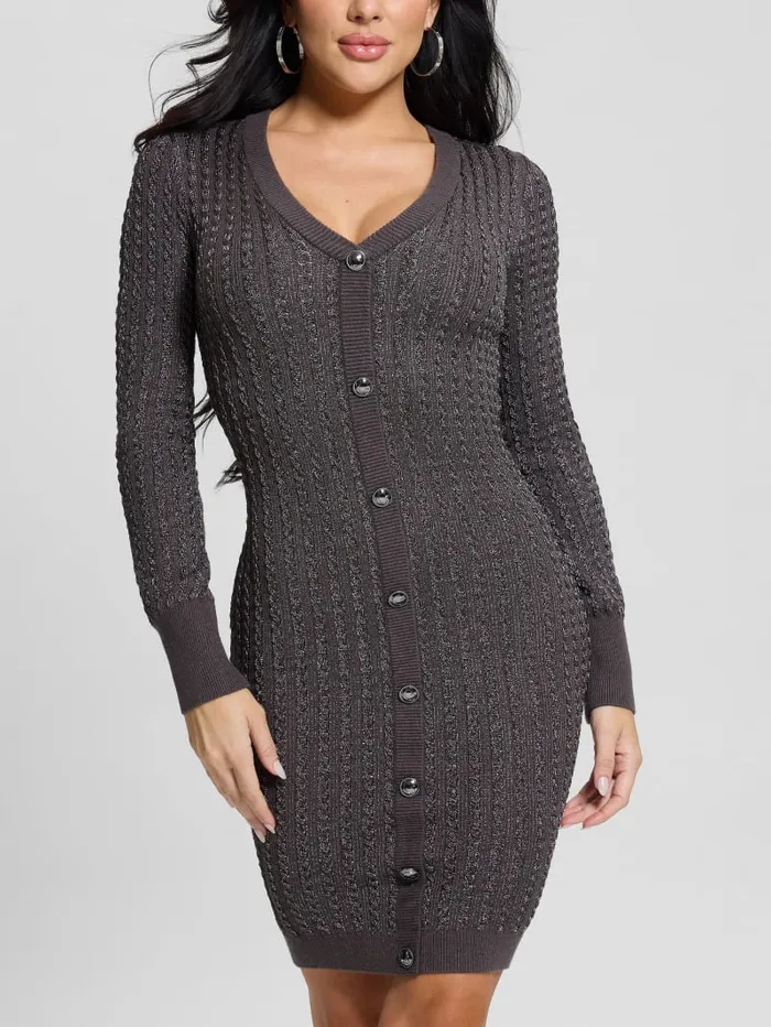 GUESS Dresses and Jumpsuits Josie Button Sweater Dress Beige 8211 Women