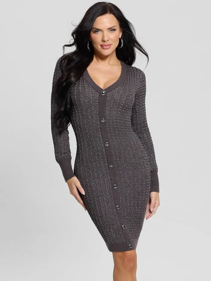 GUESS Dresses and Jumpsuits Josie Button Sweater Dress Beige 8211 Women