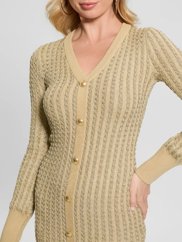 GUESS Dresses and Jumpsuits Josie Button Sweater Dress Beige 8211 Women