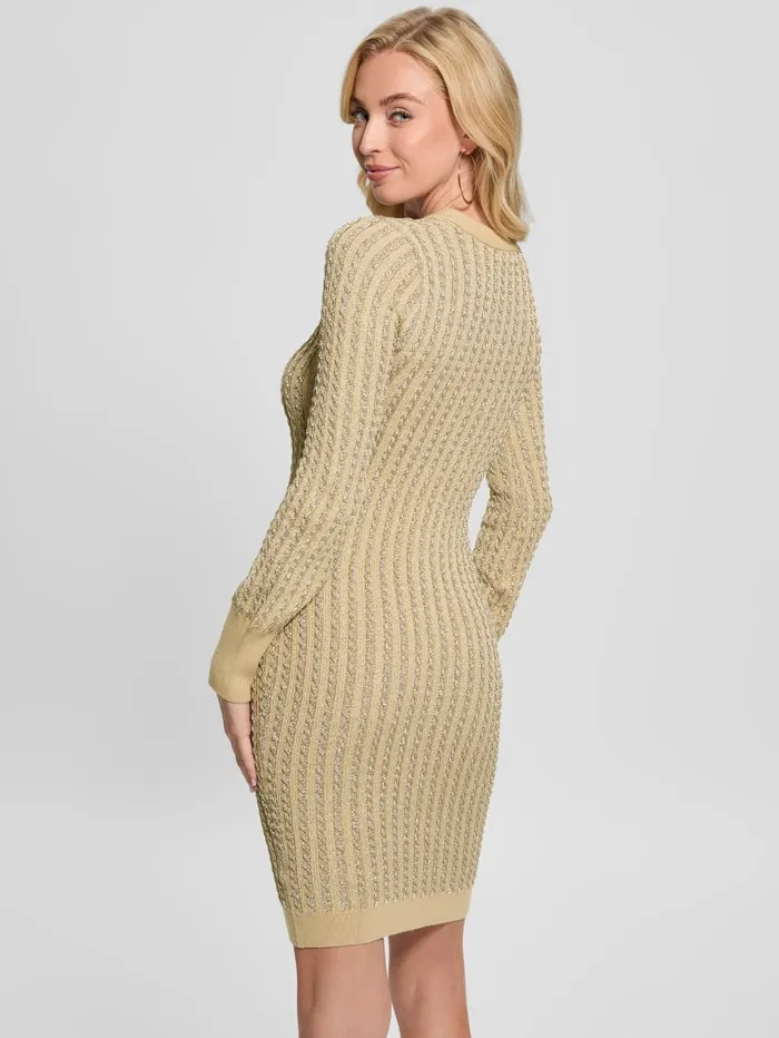 GUESS Dresses and Jumpsuits Josie Button Sweater Dress Beige 8211 Women