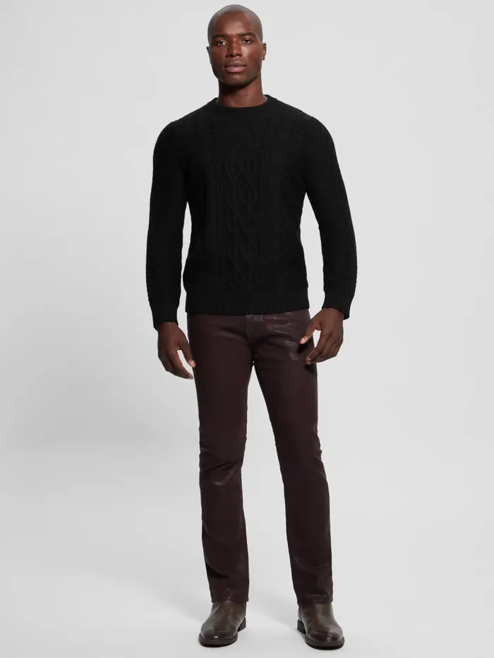 GUESS Guess Eco Eco Noah Crewneck Celtic CableKnit Sweater Blue 8211 Men