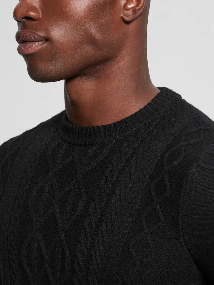 GUESS Guess Eco Eco Noah Crewneck Celtic CableKnit Sweater Blue 8211 Men