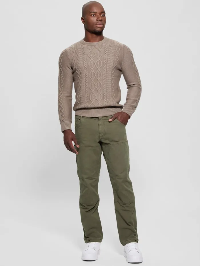 GUESS Guess Eco Eco Noah Crewneck Celtic CableKnit Sweater Blue 8211 Men