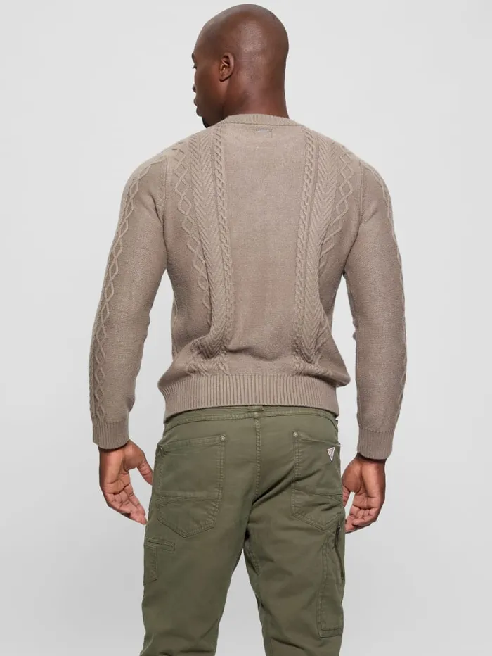 GUESS Guess Eco Eco Noah Crewneck Celtic CableKnit Sweater Blue 8211 Men