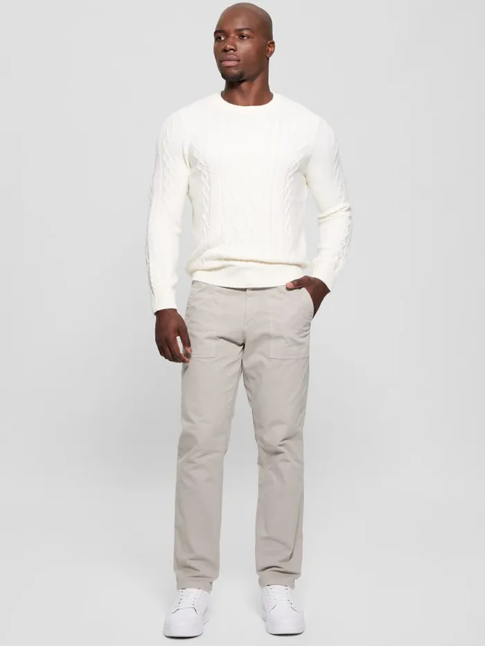 GUESS Guess Eco Eco Noah Crewneck Celtic CableKnit Sweater Blue 8211 Men