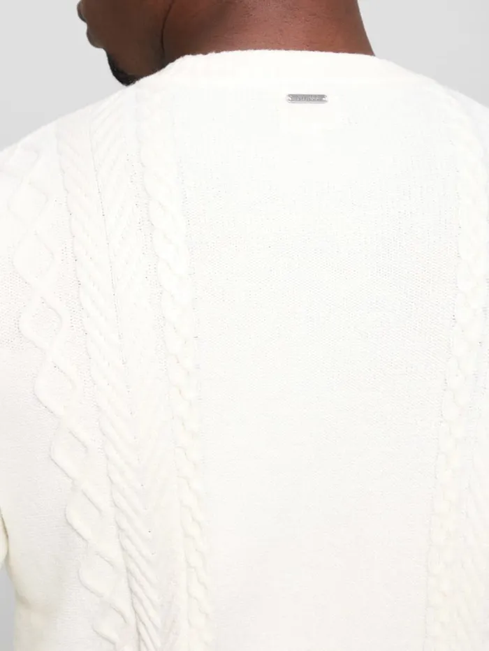 GUESS Guess Eco Eco Noah Crewneck Celtic CableKnit Sweater Blue 8211 Men