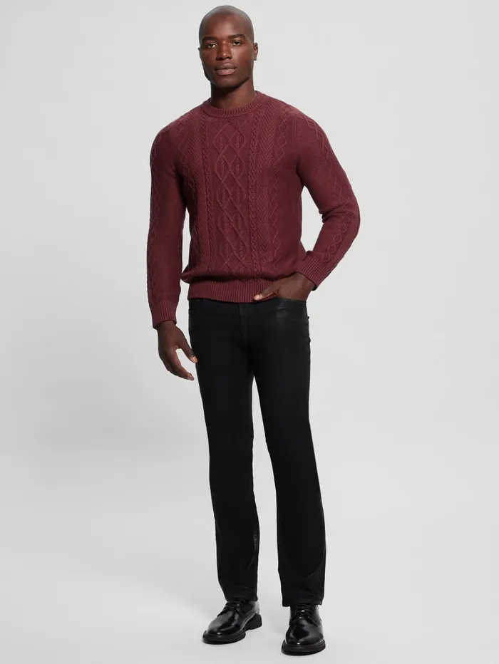 GUESS Guess Eco Eco Noah Crewneck Celtic CableKnit Sweater Blue 8211 Men