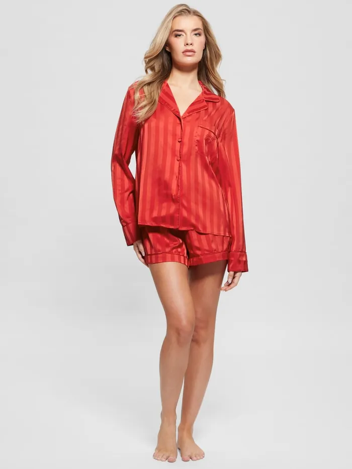 GUESS Guess Eco Eco Satin Shorts PJ Set Red 8211 Men