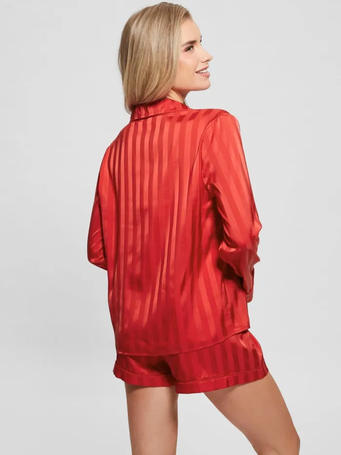 GUESS Guess Eco Eco Satin Shorts PJ Set Red 8211 Men