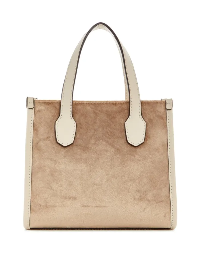 GUESS Handbags Silvana Velvet Mini Tote Gold 8211 Women